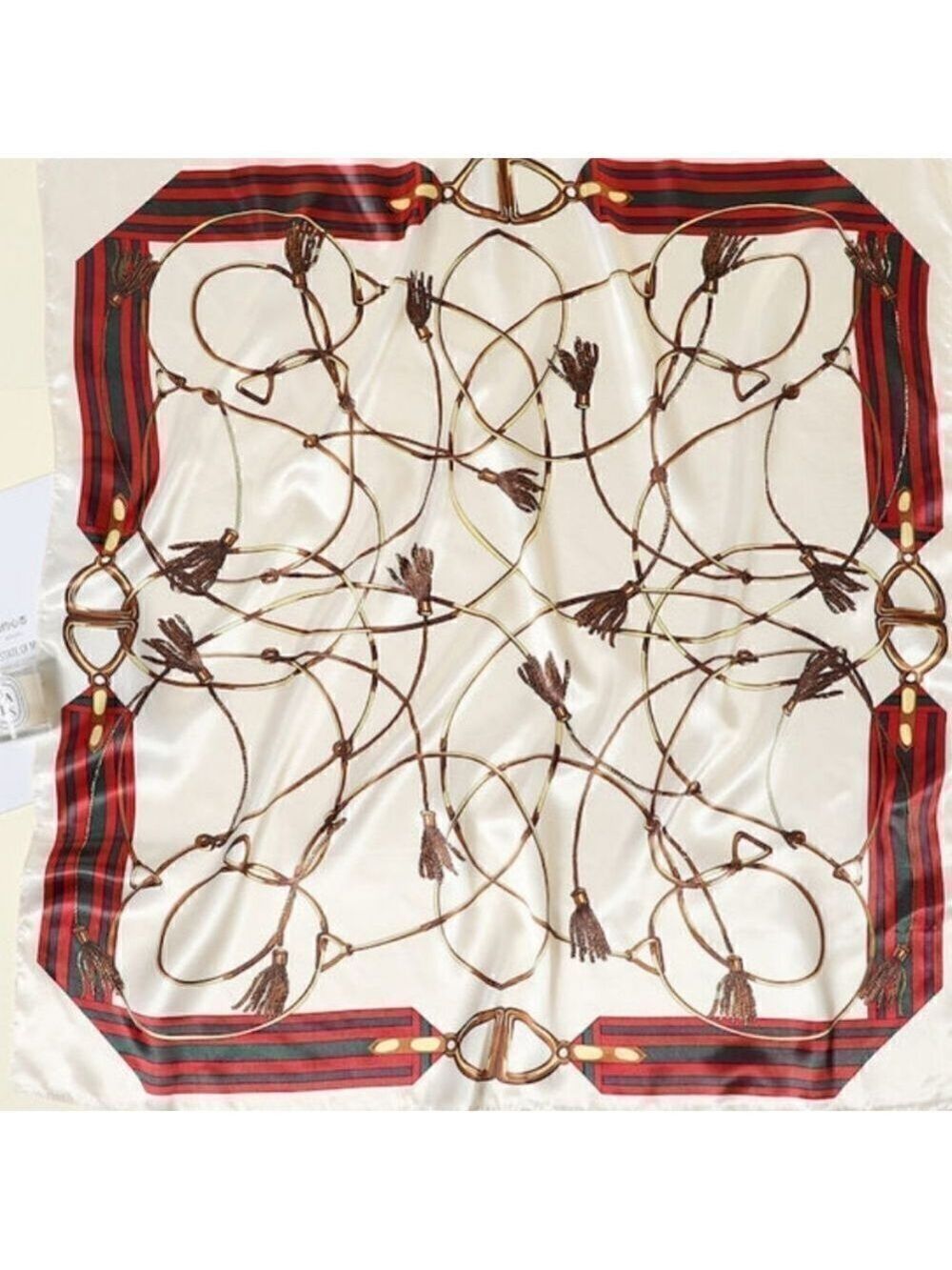 Chain Scarf Vintage Style Satin Cream Scarf Bandana